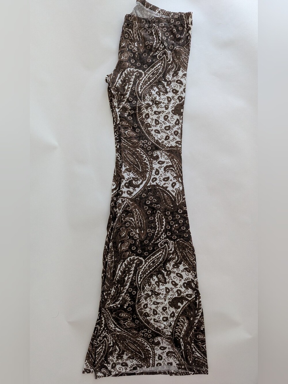 Women's Bell Bottom Brown Paisley Leggings